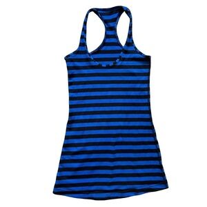 Lululemon Athletica Cool Racerback Blue and Black Striped Tank Top